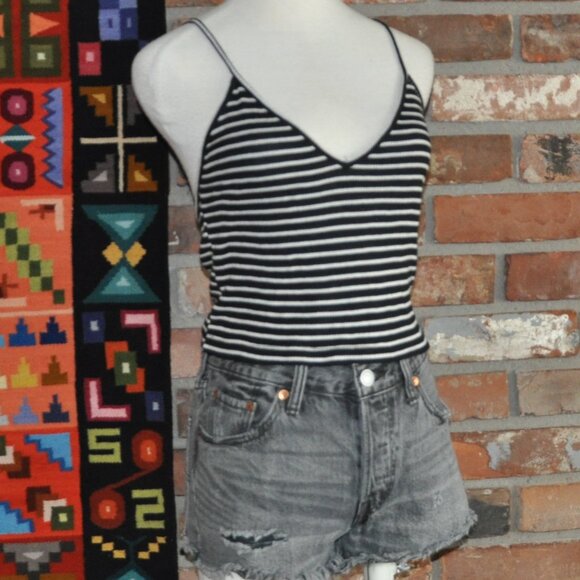 Brandy Melville Black & White Striped Tank Top O/S - Picture 1 of 6